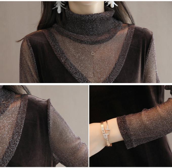 JS 39 καυτός χειμώνας φθινοπώρου πώλησης που ράβει το μακρύ φόρεμα βελούδου γυναικών μόδας μανικιών